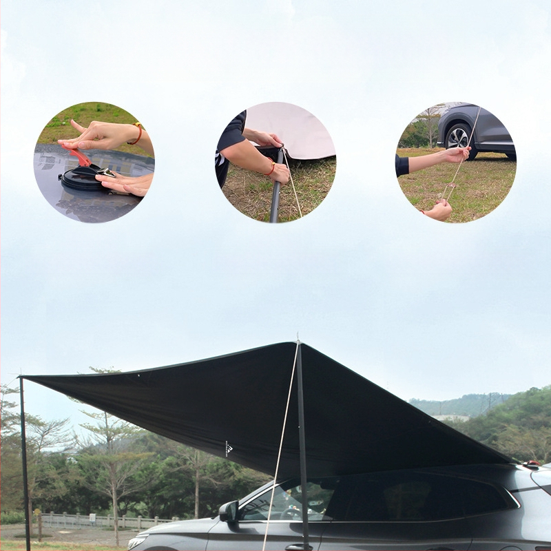 WILDWANDER Automašīnas sānu nojume – Oxford audums ar vinila pārklājumu, 3000 mm ūdensizturība, SUV sānu telts saules un lietus aizsardzībai, ārējai patvērumam