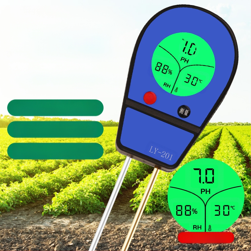 Detector de pH al solului cu afișaj digital pentru pH, temperatură și umiditate, LY201, precizie ±1