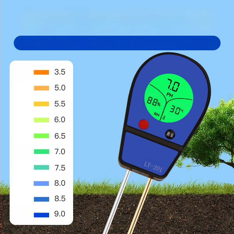 Detector de pH al solului cu afișaj digital pentru pH, temperatură și umiditate, LY201, precizie ±1