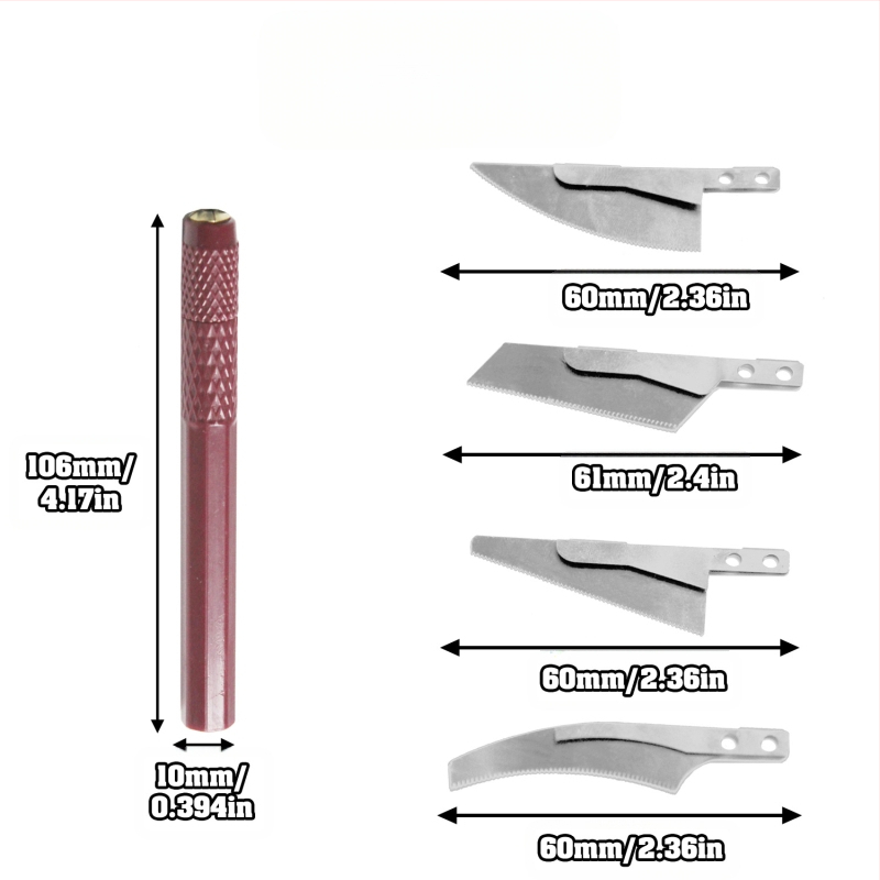 Μίνι χειροποίητο πριόνι με κεκλιμένη άκρη και καμπύλη άκρη – περιλαμβάνει 4 διαφορετικές λεπίδες για DIY κοπή