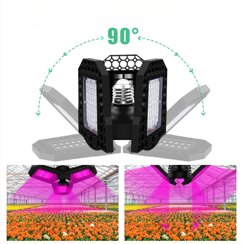 Λαμπτήρας ανάπτυξης φυτών LED με αναδιπλούμενο σχεδιασμό, 144 LED, 1600 lm, 85–265 V, διάρκεια ζωής 10.000 h