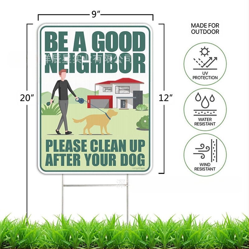 Διπλής όψεως εξωτερικό προειδοποιητικό σημάδι κήπου: απαγόρευση ούρησης και κόπρων από σκύλους, για τον καθαρισμό περιττωμάτων; Παραγμένο στην Κίνα