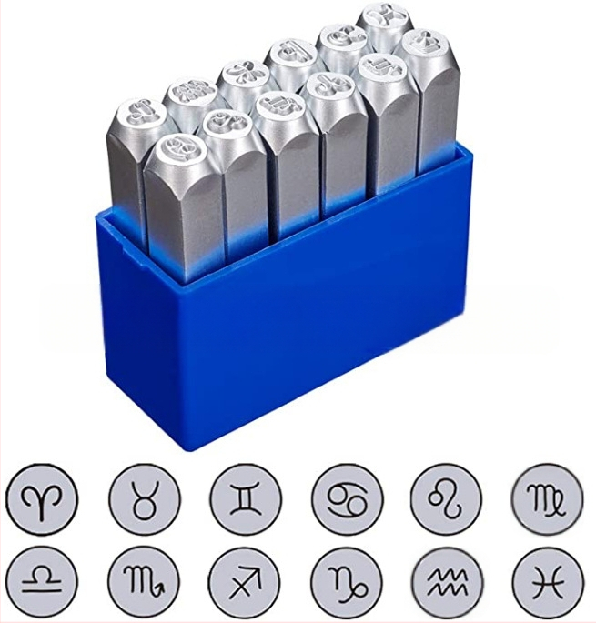 JYD 40Cr електропокрита стоманена печатна матрица за рисунка, стил Констелация, 6 мм, комплект 12 бр.