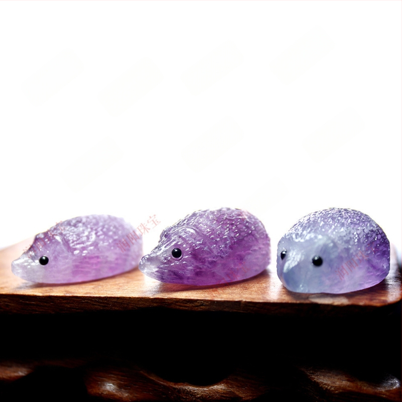 Runyangshi natūralus gem fluoritas – ežiukas, rankomis išdrožta krištolo dekoracija, gyvūnų skulptūra