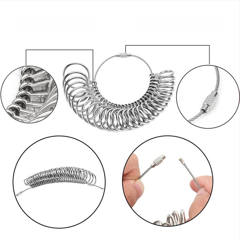 CNSTZBC 8-частен комплект инструмент за измерване на размери на пръстени от алуминий за DIY бижута
