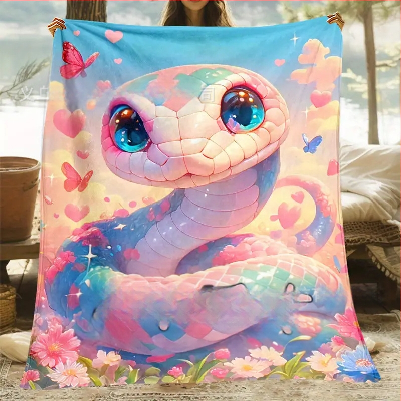 Pătură din poliester cu imprimare digitală, model geometric, iarnă, greutate 300–500 g