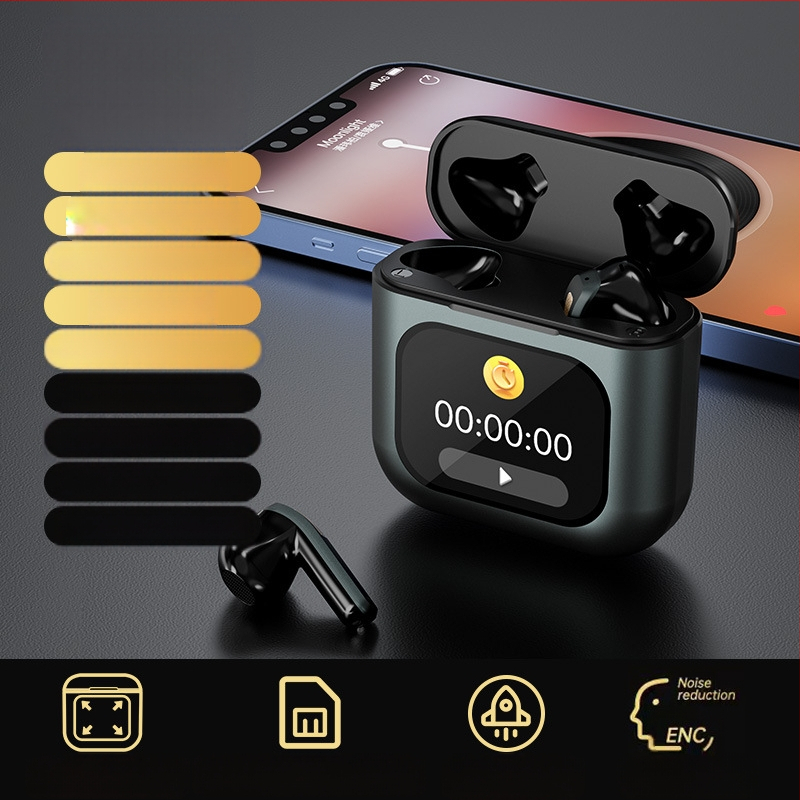 TWS bezvadu sporta austiņas ar skārienvadību, trokšņu slāpēšana, 8 GB iebūvētā MP3 atmiņa, IPX5, Bluetooth 5.4