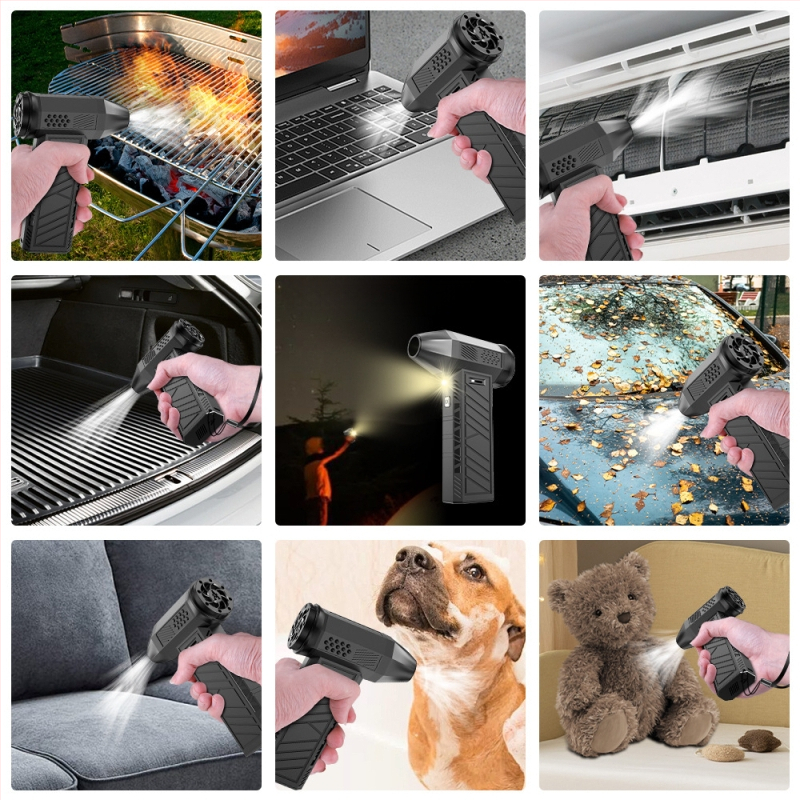 KD10 Ръчна турбо духалка за къмпинг – Безчетков DC мотор, 10W, 7.4V, 6 скорости на въздушен поток, защита от прегряване