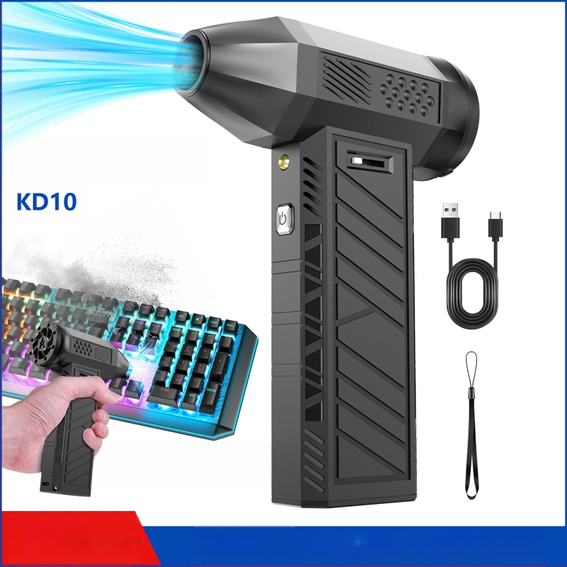 KD10 Ръчна турбо духалка за къмпинг – Безчетков DC мотор, 10W, 7.4V, 6 скорости на въздушен поток, защита от прегряване