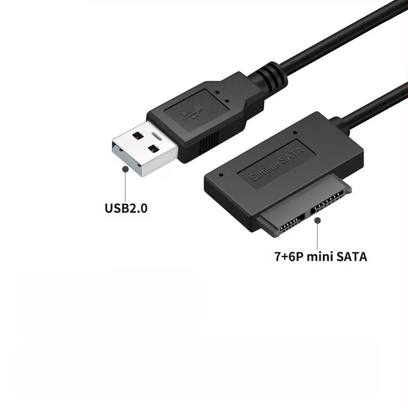 Кабел за външен оптичен привод на лаптоп USB 2.0, мини SATA към USB; Модел: 7-6-пинов SATA към USB адаптер; Пускане на пазара: 2025