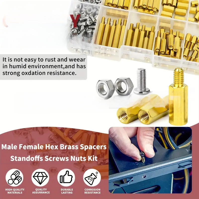 Σετ εξαρτημάτων από ορείχαλκο με απομονωτικούς στύλους και παξίδες με βίδες, 176 τεμάχια, οξειδωμένη επιφάνεια