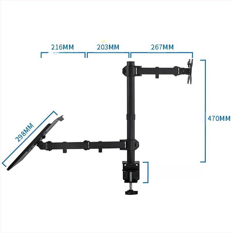 Yan Ercheng MD6432TP003 - Suport pentru laptop cu monitor dual și tavă rotativă pentru tastatură