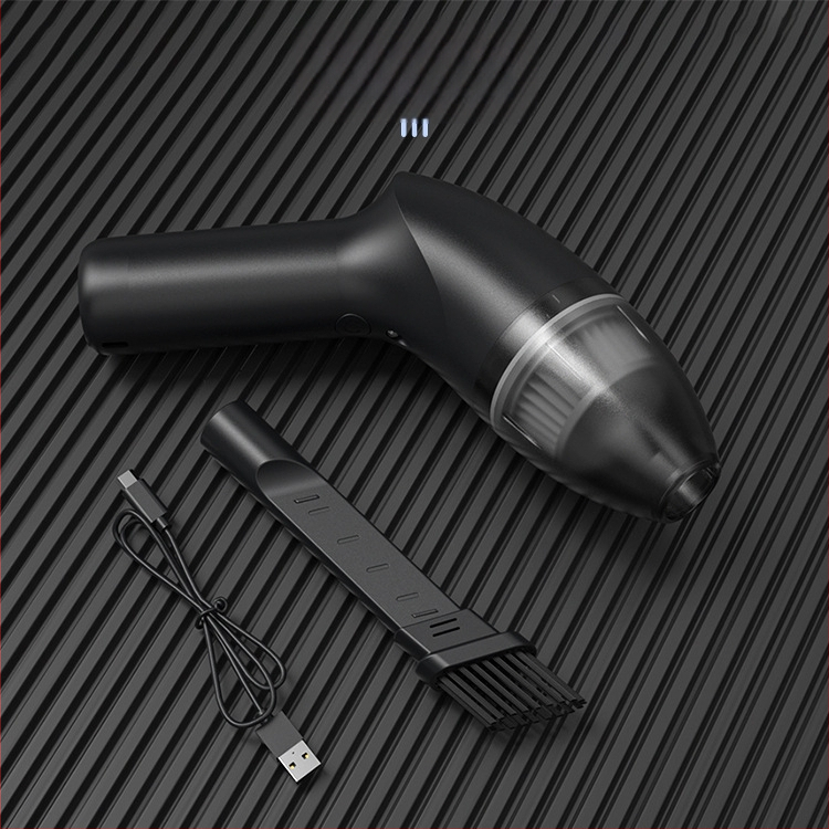 Bevielis rankinis dulkių siurblys biurui ir automobiliui – 64W, 3100–4000Pa siurbimo galia, USB įkrovimas, įrengta 2000–2500mAh baterija, apšvietimas