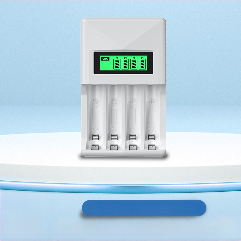 Ni-MH зарядно за батерии, 4 гнезда, LCD дисплей, интелигентно бързо зареждане, за AA/AAA батерии, вход 5V 2A, изход 1.2V 1800mA