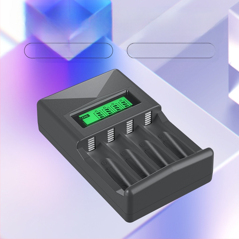 Ni-MH зарядно за батерии, 4 гнезда, LCD дисплей, интелигентно бързо зареждане, за AA/AAA батерии, вход 5V 2A, изход 1.2V 1800mA