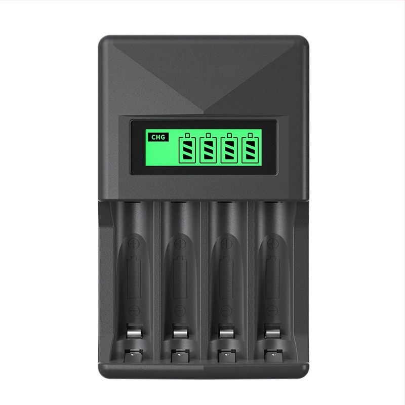 Ni-MH зарядно за батерии, 4 гнезда, LCD дисплей, интелигентно бързо зареждане, за AA/AAA батерии, вход 5V 2A, изход 1.2V 1800mA