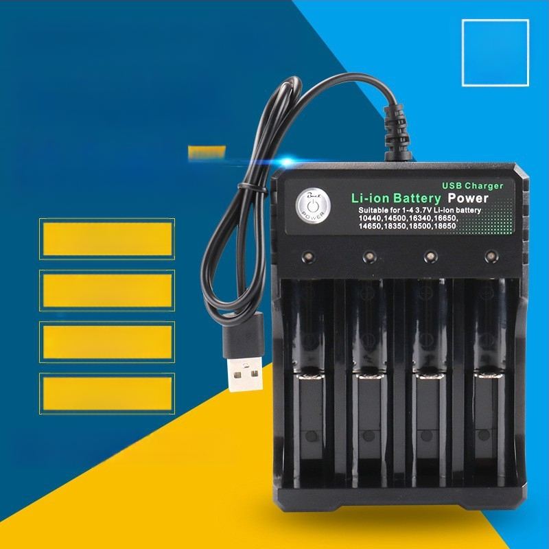 BMAX 18650 зарядно устройство, 4 гнезда, вход 5V 1-2A, изход 4.2V 1000mA, CE/FCC сертифицирано