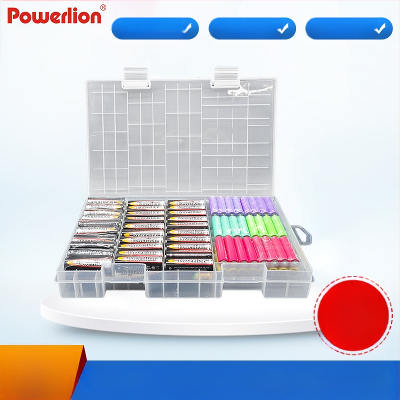PowerLion кутия за съхранение на батерии с множество отделения – прозрачен организатор, ROHS сертифицирана