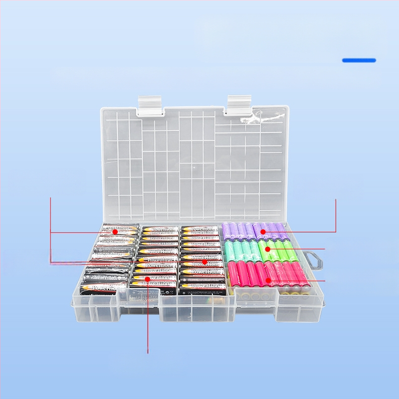 PowerLion кутия за съхранение на батерии с множество отделения – прозрачен организатор, ROHS сертифицирана