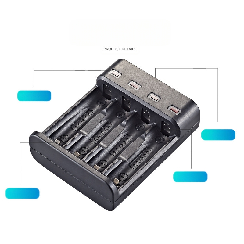 BS5-04 Ni-MH зарядно за батерии, 4 слота, станция за зареждане, вход 5V, изход 300mA