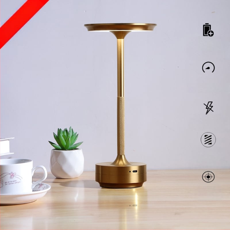 LED asztali lámpa töltéssel, hangulatos környezeti világítással és éjjeli fénnyel | alumínium, JT63-201, Wise Lighting, Luxustílus, CE tanúsítvány