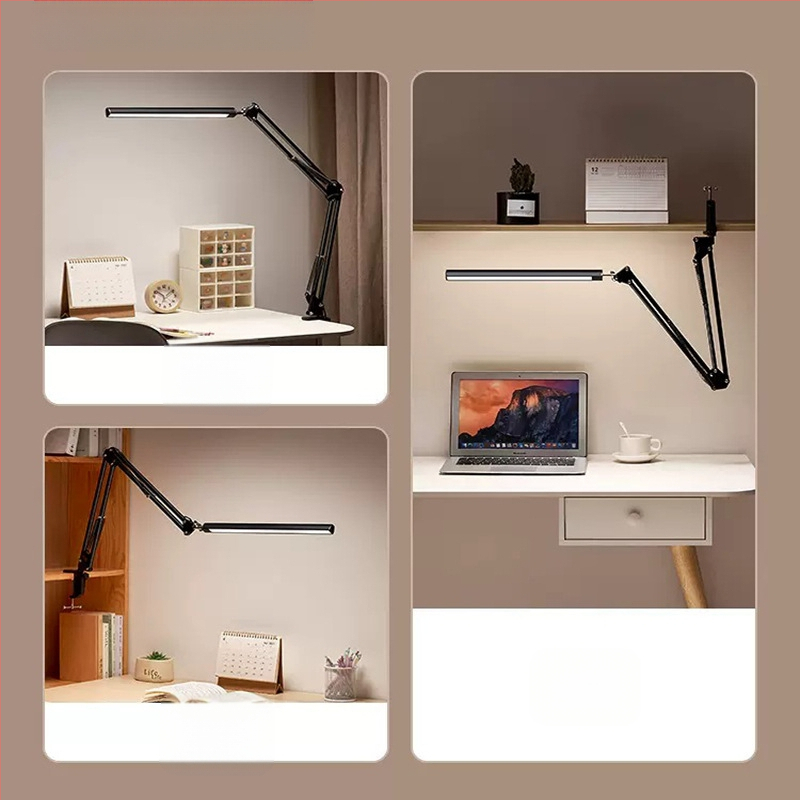 Lampă LED cu braț pliabil pentru citit, protecție a ochilor – alimentare USB, control tactil, abajur din plastic, CRI 80–89
