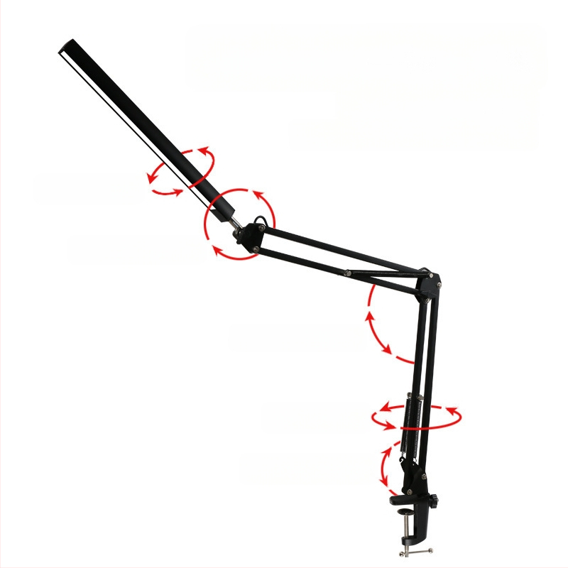 Lampă LED cu braț pliabil pentru citit, protecție a ochilor – alimentare USB, control tactil, abajur din plastic, CRI 80–89