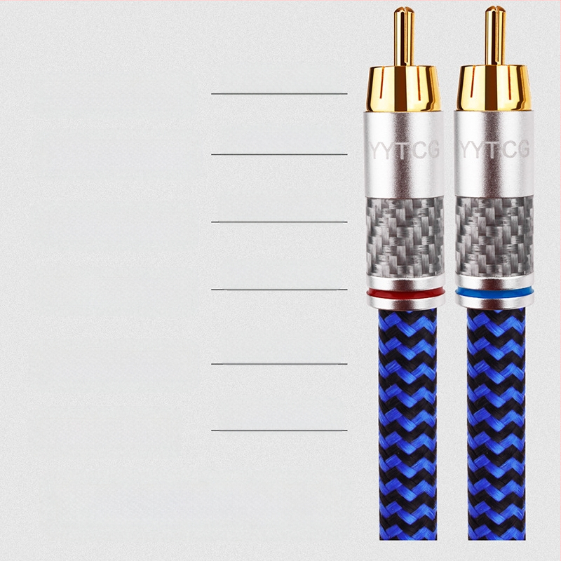 YYTCG 6N μονοκρυσταλλικός χαλκός RCA καλώδιο σήματος, 2-σε-2 HiFi ήχου σύνδεση