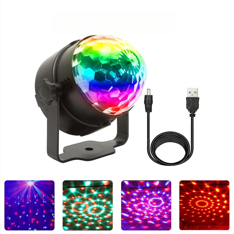 Автомобилна USB магическа топка светлина – гласово управление, LED светодиоди, USB 5V захранване, IP20, интериор на автомобил