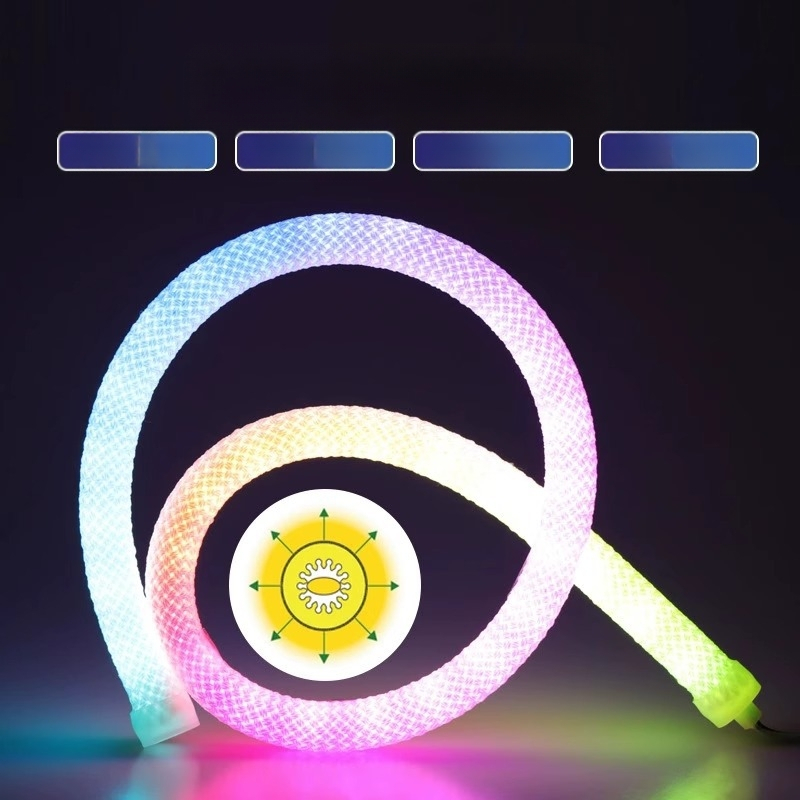 360° audininių LED šviesos juostelė, atspari vandeniui neon stiliui, reguliuojamas ryškumas, nuotolinio valdymo, 5V įvadas