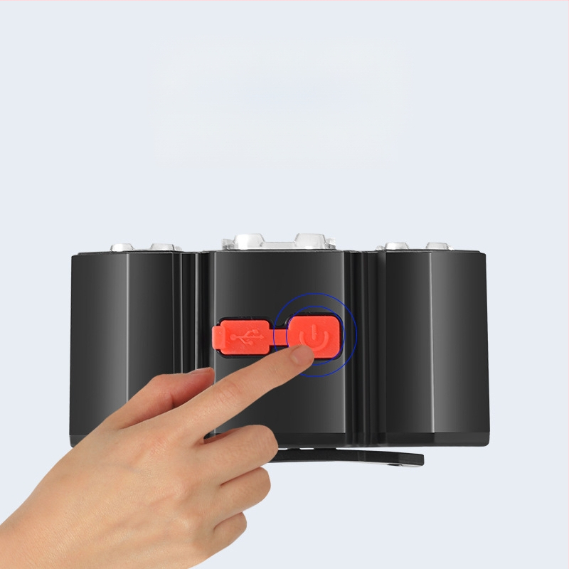 Punijiva čelna lampica s ugrađenom 18650 baterijom (1200 mAh), USB punjenje, COB izvor svjetla, 5 LED, ABS kućište, domet do 50 m