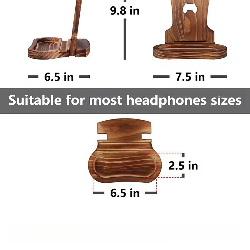 Дървен стенд за слушалки за настолен компютър – държач за гейм слушалки – база за безжични слушалки – модерен минималистичен дизайн