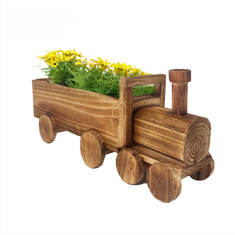 Ghiveci din lemn - respirabil, durabil, rezistent la coroziune; montaj pe perete, birou sau podea; stil cartoon