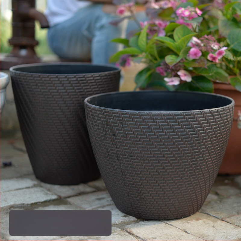 Lillepott, imitatsioon paju-võrgustiku mustriga, plastikust, tootmismeetod: süstformimine, põrandal kasutamiseks, lihtne stiil (Privaatset märgistust litsentsitud: Jah)