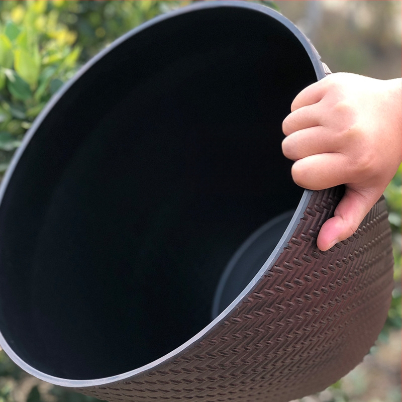 Lillepott, imitatsioon paju-võrgustiku mustriga, plastikust, tootmismeetod: süstformimine, põrandal kasutamiseks, lihtne stiil (Privaatset märgistust litsentsitud: Jah)