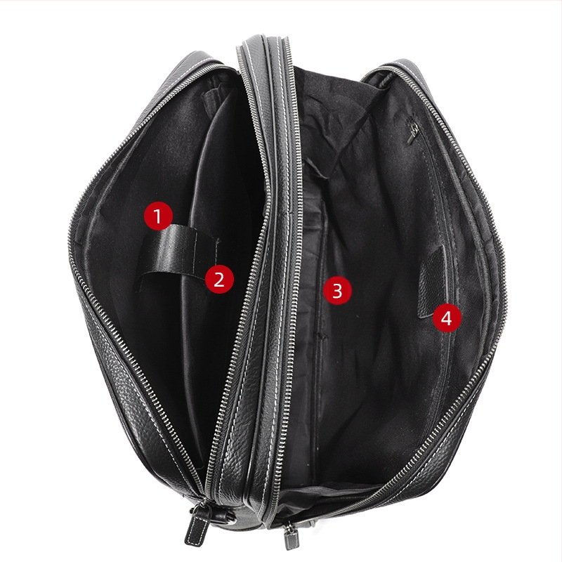 Biznesa soma no īstas ādas, modeļa N6038, pirmās kārtas liellopa āda, iekšējā odere no poliestera, piemērota biznesa ceļojumiem