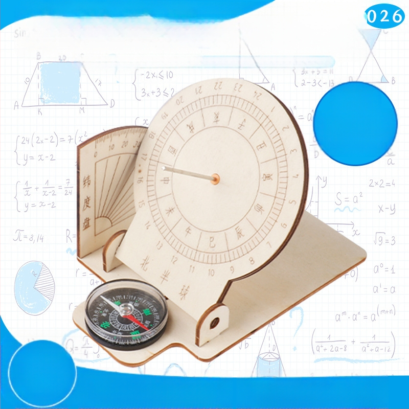 Fából készült DIY ekvatoriális napóra — kézzel összeszerelhető, oktató játék 7–14 éveseknek