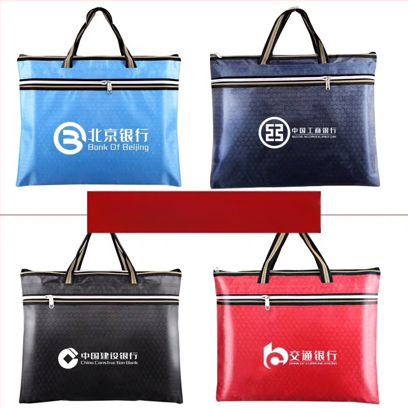 Чанта за документи от оксфордска тъкан със цип, персонализиране по заявка, печатен логотип, дебелина на материала 30, тегло 0.1