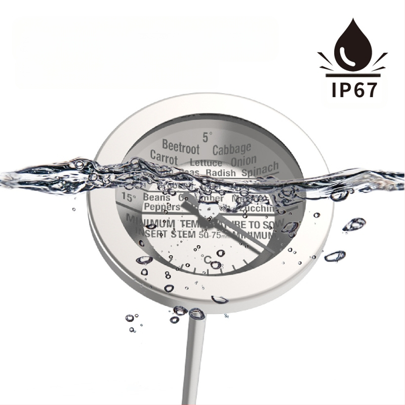 Termometru de sol din oțel inoxidabil pentru grădină, impermeabil, fără baterie, 0–30°C, rezoluție 2.5°C, Kaitai KT