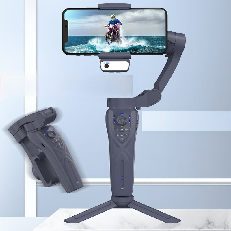 Trīsass stabilizators ar AI sejas sekošanu, apgaismojums, Bluetooth savienojums un selfie statīvs VLOG nolūkam