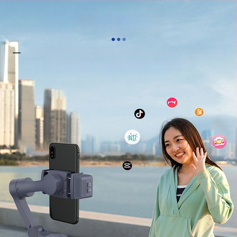 Trīsass stabilizators ar AI sejas sekošanu, apgaismojums, Bluetooth savienojums un selfie statīvs VLOG nolūkam