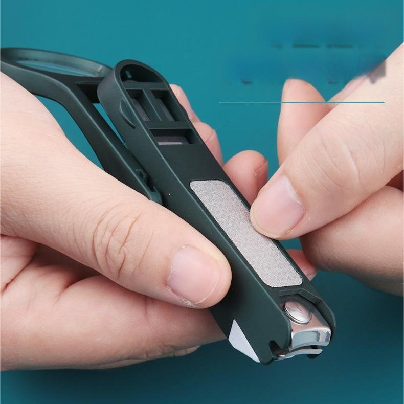 Jiayi nagų žnyplės su didinamuoju lęšiu — plastikas ir nerūdijantis plienas, plokščias burnos atidarymas, namų naudojimui