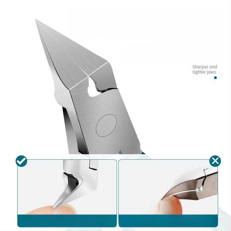 Nerūdijančio plieno kampuotų burnų žnyplės nagų įduboje, pedikiūro įrankis kojų nagų priežiūrai, mirusios odos ir odos plėvelių pašalinimas