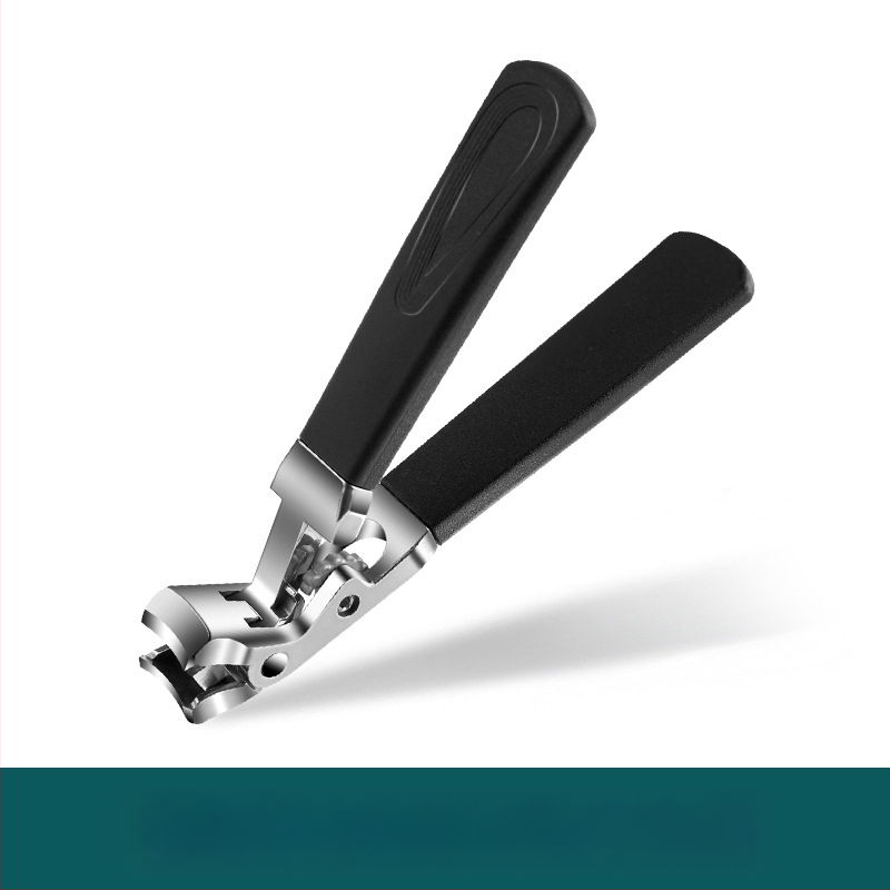 Nagų kirpimo žirklės su lenktu dizainu ir ilga rankena – didelis atidarymas, plokščias burnos kampas, nešiojamas namų įrankis; medžiaga: plastikas + nerūdijantis plienas