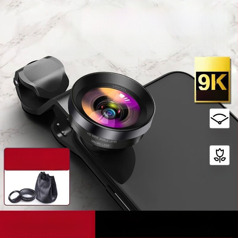 Telefono objektyvas 0.45x plataus kampo, 15x makro, 2-in-1, HD nuotraukos, universalus suderinamumas