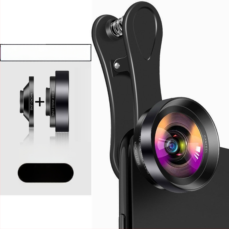 Telefono objektyvas 0.45x plataus kampo, 15x makro, 2-in-1, HD nuotraukos, universalus suderinamumas
