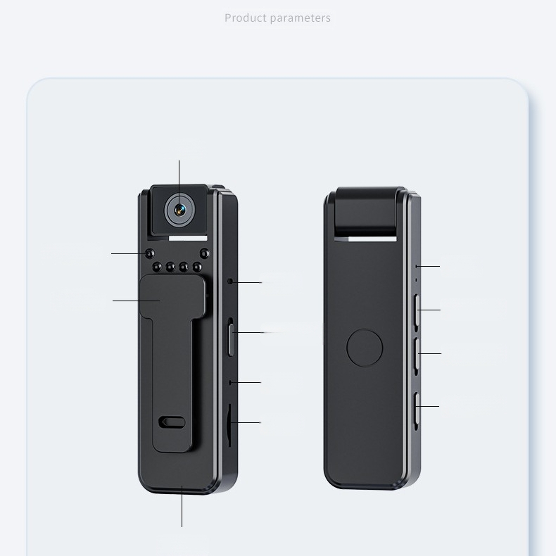 A8 HD υπέρυθρη κάμερα νυχτερινής όρασης για επιβολή του νόμου, με κλιπ τοποθέτησης, καταγραφή συνεδριάσεων, 1 MP, TF κάρτα αποθήκευσης, 6 ώρες μπαταρία, ABS σώμα