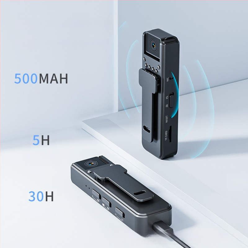 A8 HD υπέρυθρη κάμερα νυχτερινής όρασης για επιβολή του νόμου, με κλιπ τοποθέτησης, καταγραφή συνεδριάσεων, 1 MP, TF κάρτα αποθήκευσης, 6 ώρες μπαταρία, ABS σώμα