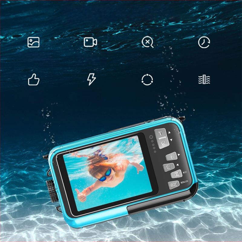 WP06 Cameră foto subacvatică digitală, 48MP, ecran LCD dual (1.8/2.7 inch), corp ABS, stocare pe card TF, baterie 3 ore