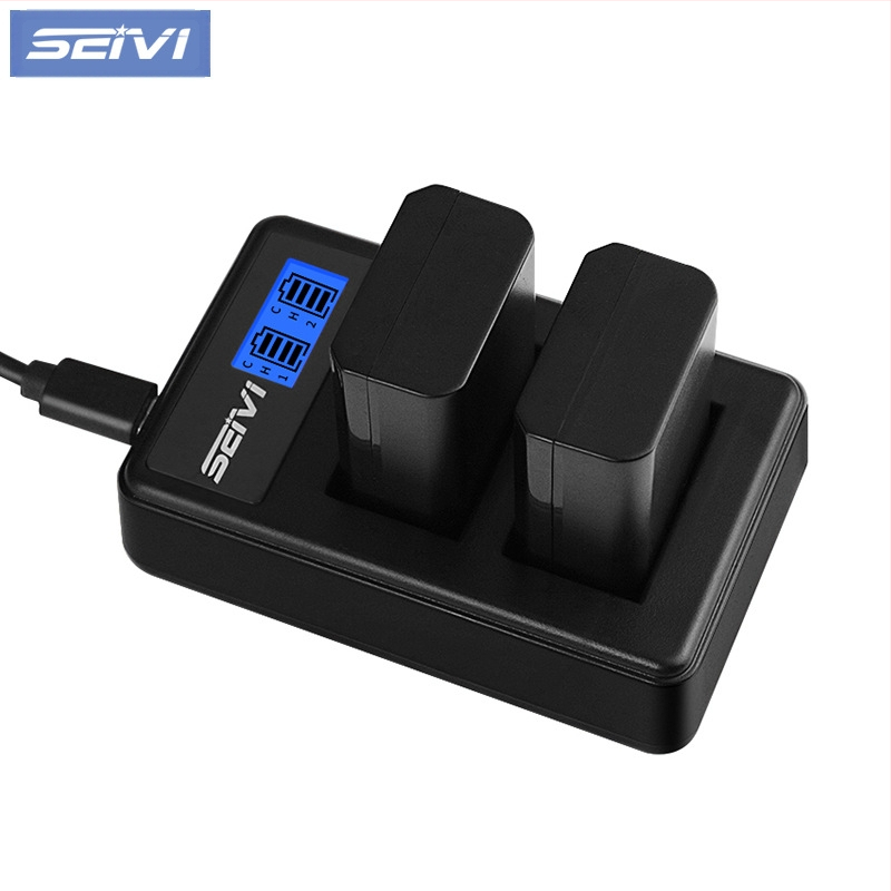 SEIVI Încărcător NP-FW50 cu ecran LCD Type-C, 8.4V 0.6A×2 pentru bateria Sony FW50